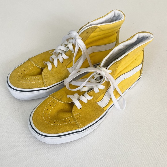 Vans Sk8-Hi High Top Sneakers Yellow Suede Skate Shoes 7.5 mens 9.0 womens - Picture 1 of 5